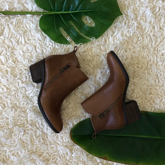 Lucky Brand Shoes - NWOT Lucky Brand Brown Leather Zipper Booties